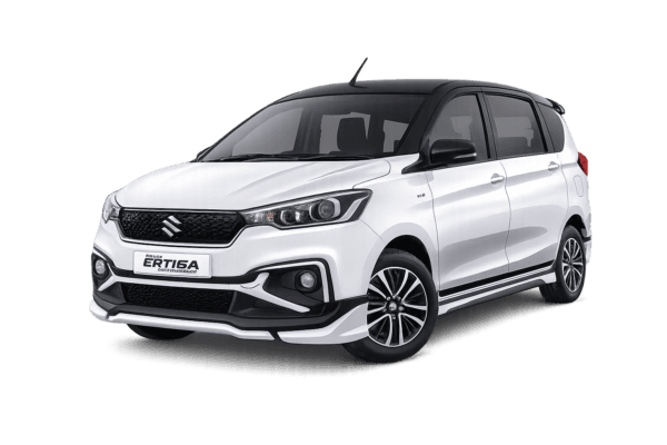 Suzuki All New Ertiga Hybrid putih dari Butong Rent Car untuk layanan sewa mobil dengan supir di Jakarta.